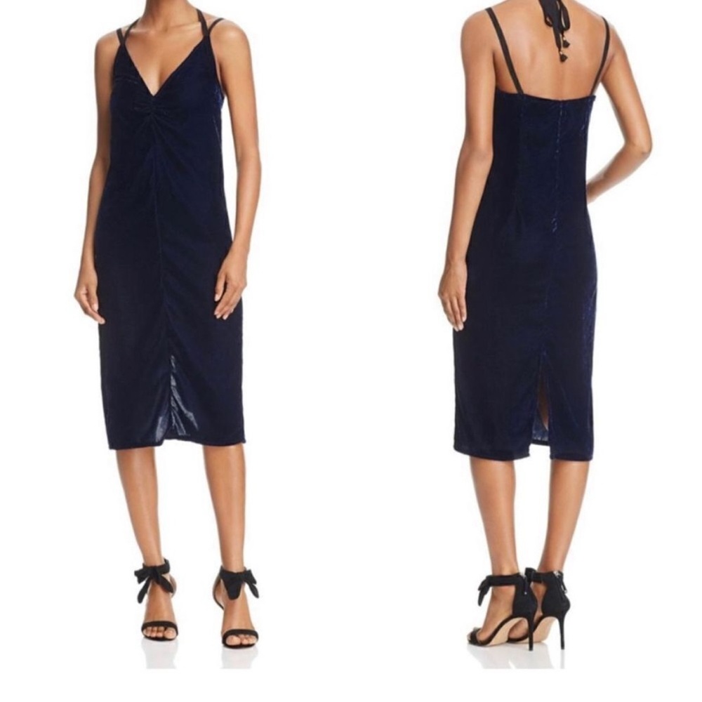 Nwt Ella Moss Serene Navy Blue Velvet Midi‎ Slip Dress